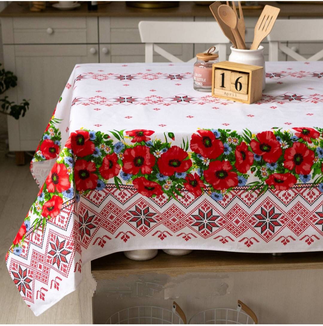 タペストリーテーブルクロス 137х137cm ウクライナ製 ポピー 花柄