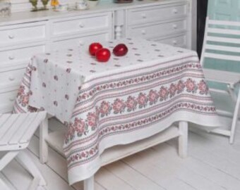 LinenTablecloth.Ukrainian Pattern.linen fabric.tablecloth.rustic tablecloth.Ukrainian style.Ukrainian tablecloth.Christmas gift Mom's