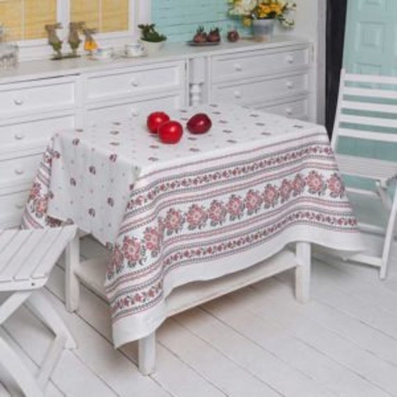 LinenTablecloth.Ukrainian Pattern.linen fabric.tablecloth.rustic tablecloth.Ukrainian style.Ukrainian tablecloth.Christmas gift Mom's