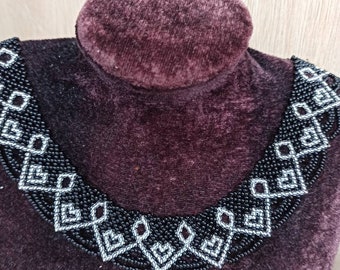 boho jewelry,gift for mother.Beaded Necklaces.boho necklace,necklace made of beads,black bead jewelry,silver necklace, handmade necklace