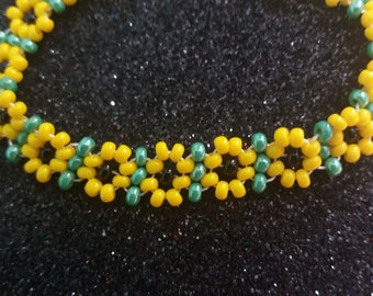 Sunflower Bracelet, Flower Girls Bracelet, Flower Bracelet, Childrens Sunflower Bracelet,Christmas gift ,yellow bracelet,Seed Bead Jewelry,