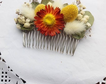 Dried Flowers Comb,Bridal Hair Accessories,Bride Floral Comb,Floral Hair Piece,Boho Chic Comb,Rustic Woodland,autumn wedding hair