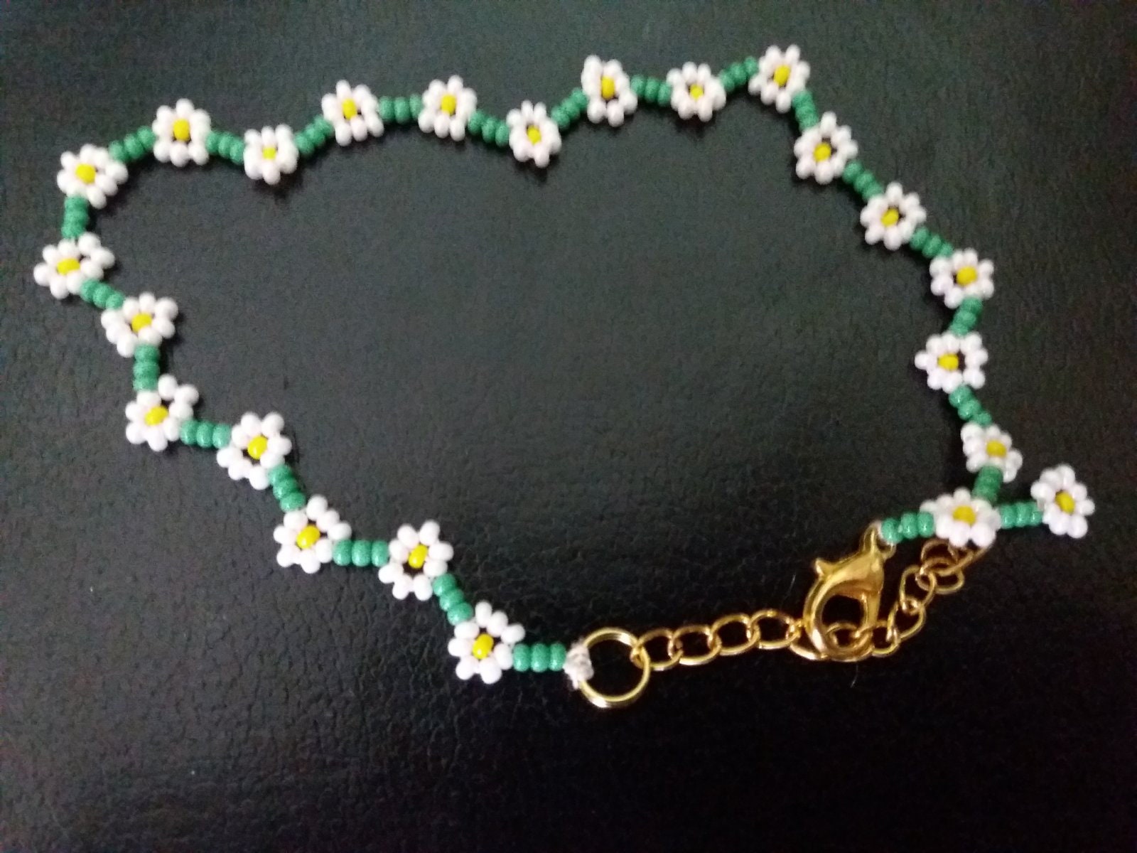 Flower Anklet, Seed Bead Ankle Bracelet,Turquoise Anklet, Daisy Ankle,anklet seed bead,Beaded anklet,Daisy Ankle Bracelet