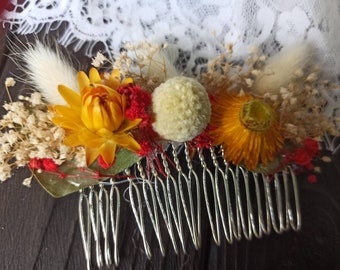 Autumn wedding hair accessory, Fall boho wedding, Floral Hair Piece, Bridal Hair Accessories,Fall wedding boutonniere,fall wedding comb