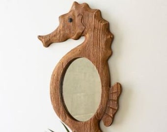 Wood Framed Seahorse Mirror