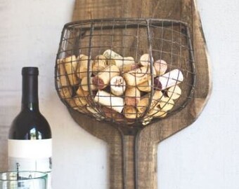 Wood and Wire Wall Wine Cork Holder