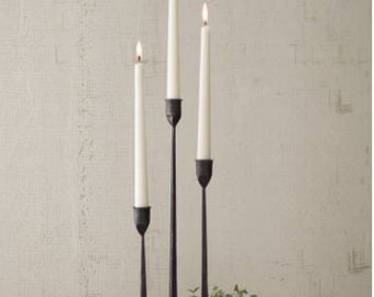 Set of Three Tall Cast Iron Taper Candle Holders