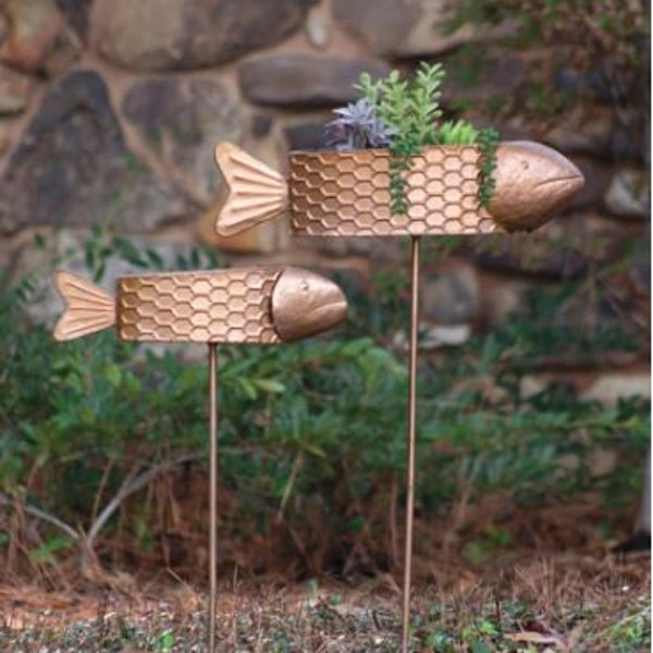 Metal Fish Yard Art Etsy