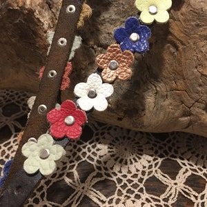 Genuine Leather Flowers Belt / Multi Colored / Organic / Eco-Friendly image 3