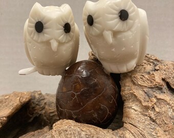 Owls on a Branch/ Tagua Nut / Eco-jewelry / Vegetable Ivory / Organic