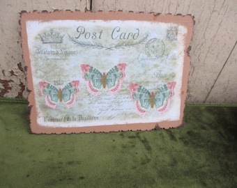 Dekokarte  Schmetterling  Grußkarte Shabby / Vintage