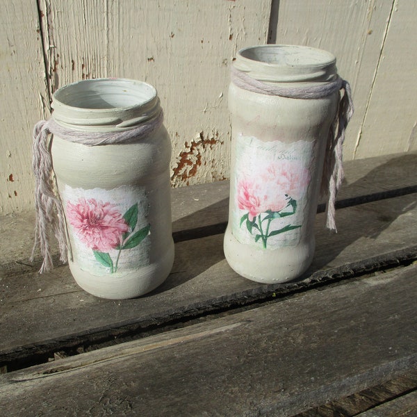 Deko-Glas  , BAUERNROSE Vase , Windlicht im Shabby Chic aus Altglas  ,Landhaus, Nachhaltigkeit, Utensilo
