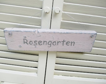 Holz - Gartenschild ROSENGARTEN Recycling Upcycling handbeschriftet