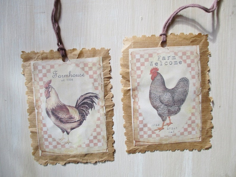2 Pendants*Vintage*HAHN+Henne*Farm*Shabby Chic**SET 17*