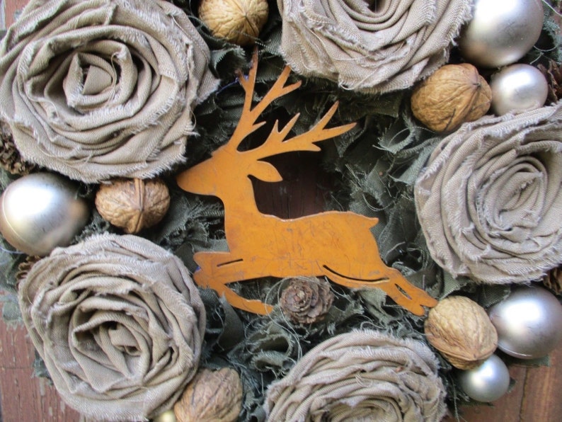 Table wreath Autumn wreath WANDKRANZ Vintage wreath Fabric Wreath Christmas deer Autumn Advent wreath ShabbyChic door wreath