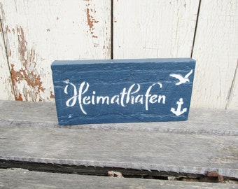 Heimathafen  Türschild Maritim Holzschild Shabby Deko 3D zum Stellen wahlweise zum Hängen