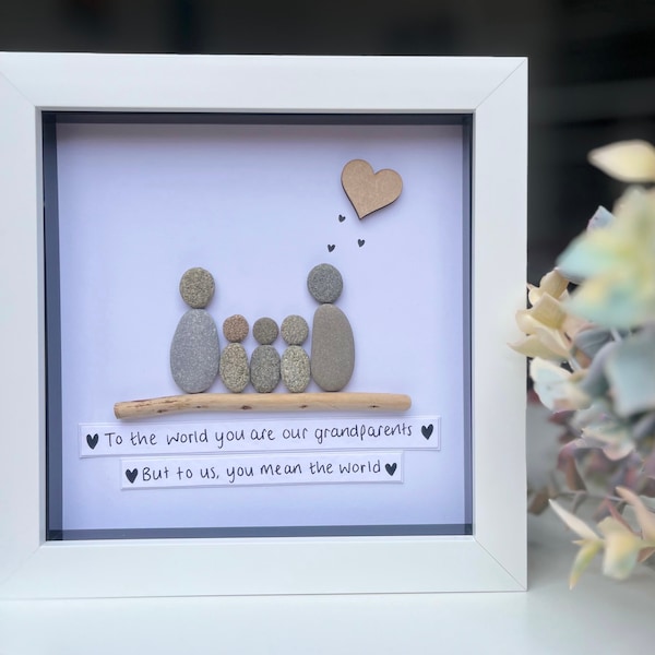 Grandparent pebble frame - grandparent gift - gift for nan - gift for nana - gift for grandfather - pebble art