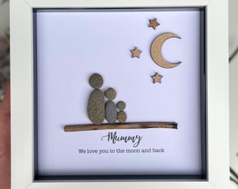 Personalised Mummy Pebble Frame, I love you to the moon and back, Mother’s Day gift, Gift For Mummy, Gift for Mum, Mum Birthday Gift