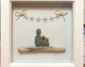 Personalized Pebble Art Frame - Gift for Nana