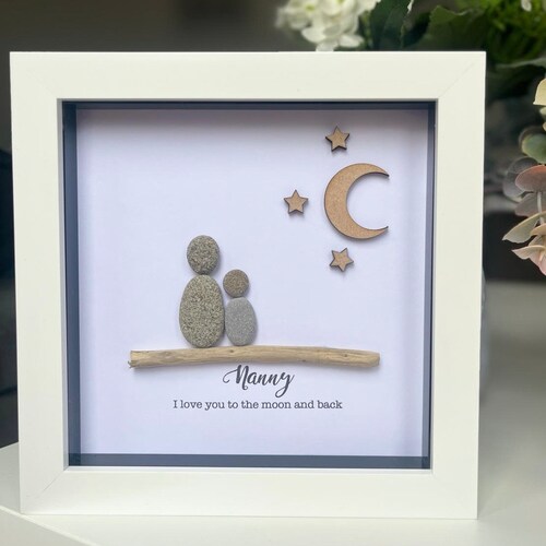 Personalised Nanny Pebble Frame, I love you to the moon and back, Birthday gift for nanny, Gift For Nanny, Gift for Nana, Mother’s Day gift