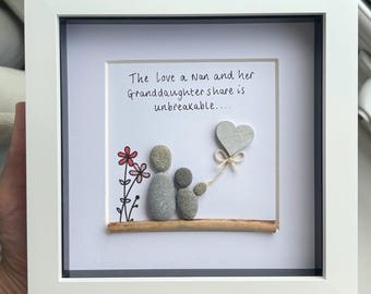 Personalised pebble art gift, gift for nanny, personalised gift for grandparent, granddaughter personalised gift, birthday gift for Nana