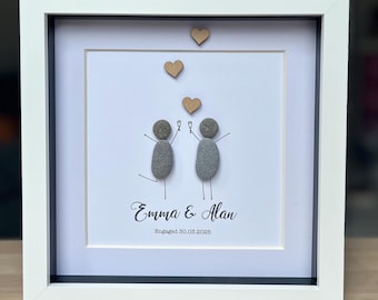 Personalised Engagement Gift, Engagement Pebble Picture, Engagement Gift, Engagement Gift For Couple, Couple Gift, Engagement Present