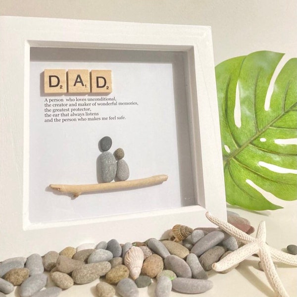 Dad Pebble Art, Gift for Dad, Gift for Him, Pebble Frame, Dad Gift, Father’s Day Gift From Daughter, Christmas Gift for Dad Daddy Father
