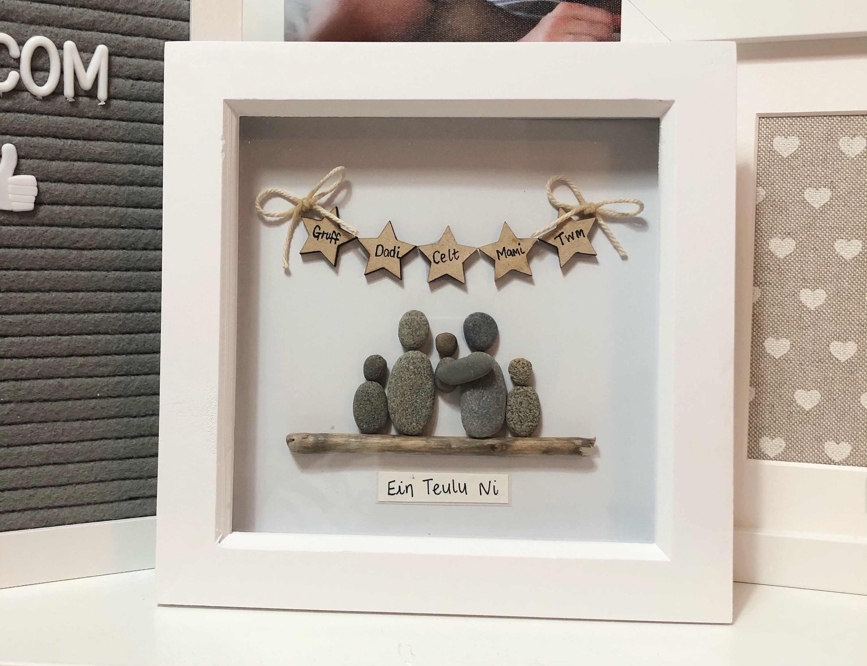 Family Pebble Frame Pebble Art Family Picture Gift Etsy
