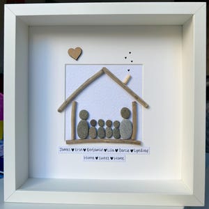 New home pebble frame, personalised new home gift, personalised frame, couple gift, family frame, family pebble art, new home frame