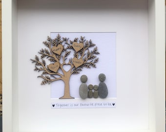 Personalised Family Tree Pebble Frame, Family Frame, Family Gift, Birthday Gift, Gift for him, Gift for Her, Pebble Family, Family Gift