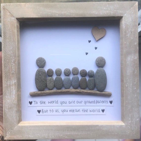 Grandparent pebble frame - grandparent gift - gift for nan - gift for nana - pebble art - gift for her - gift for him