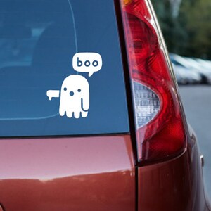 ghost says boo car window decal, bumper sticker, panel, vinyl sticker, vinyl decal, personalised decal, for the car, gift for her