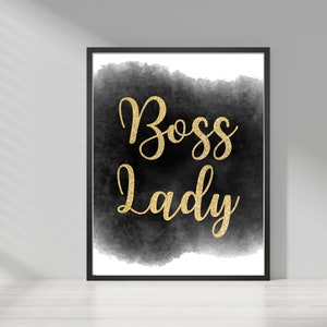 Boss Lady Gold Glitter Office Motivational Digital Download