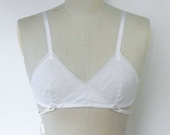 White Linen Handkerchief Bra, Kestos Style, Size 6