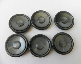 6, 31mm Grey Circle Buttons