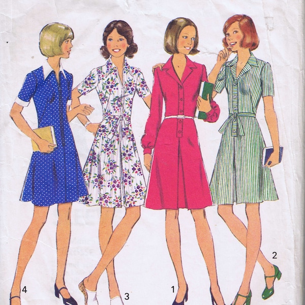 Simplicity 6837, Knee length Button Up Collared Dress, 1975