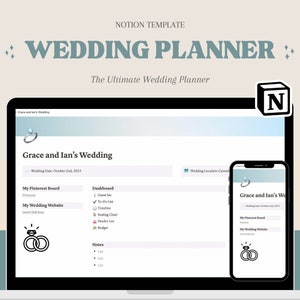 Notion Wedding Planner, Notion Template, Digital Wedding Planner, Wedding Budget Template, Wedding Vendor Template, Notion Wedding Journal