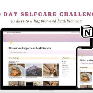 Notion SelfCare Challenge | Notion Dashboard, All In One Notion Template, Notion Planner, Notion Organize Template, 30 day challenge