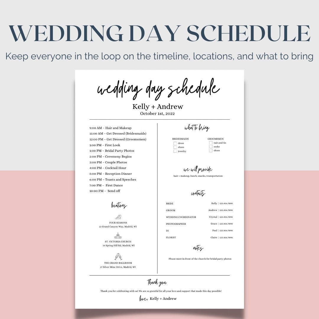 Wedding Day Timeline: 5 Example Schedules to Help Plan the Order of Your  Wedding Day 