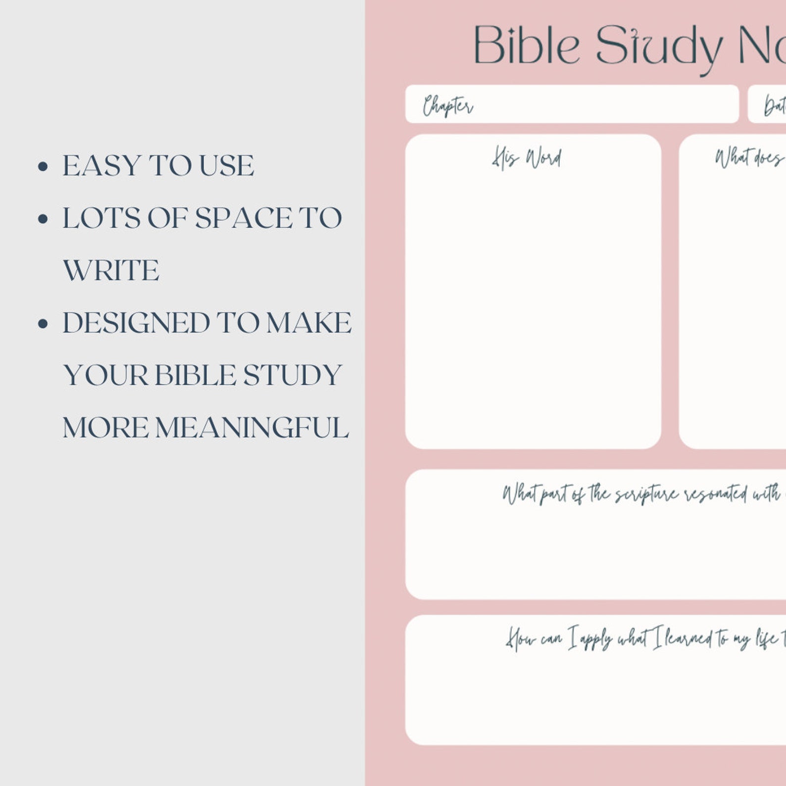 Printable Bible Study Notes Template Instant Download Bible Chapter