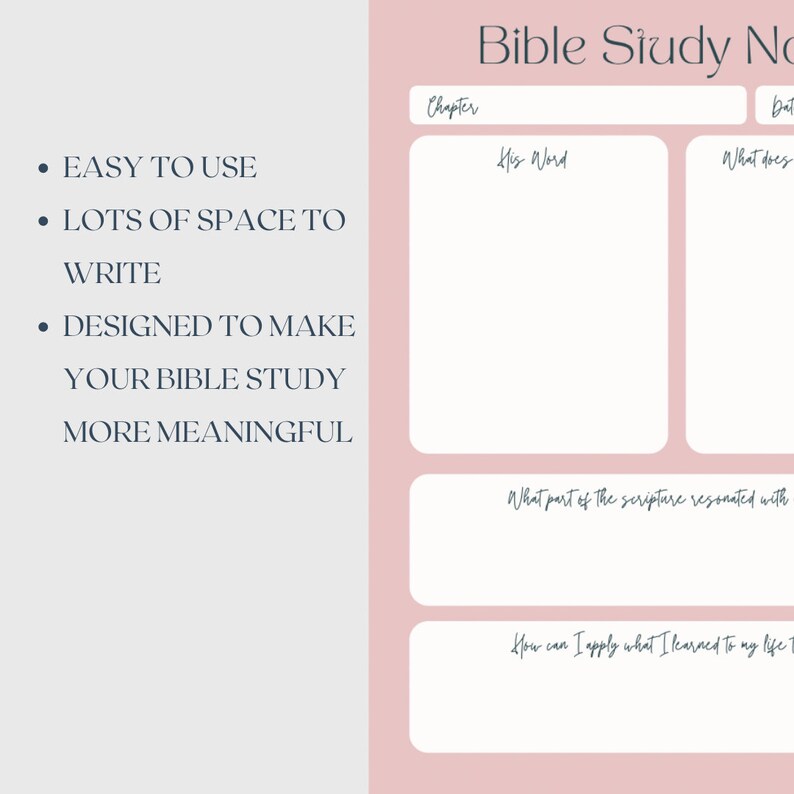 Printable Bible Study Notes Template Instant Download Bible Chapter Printable Bible Study Notes Template Instant Download Bible Chapter