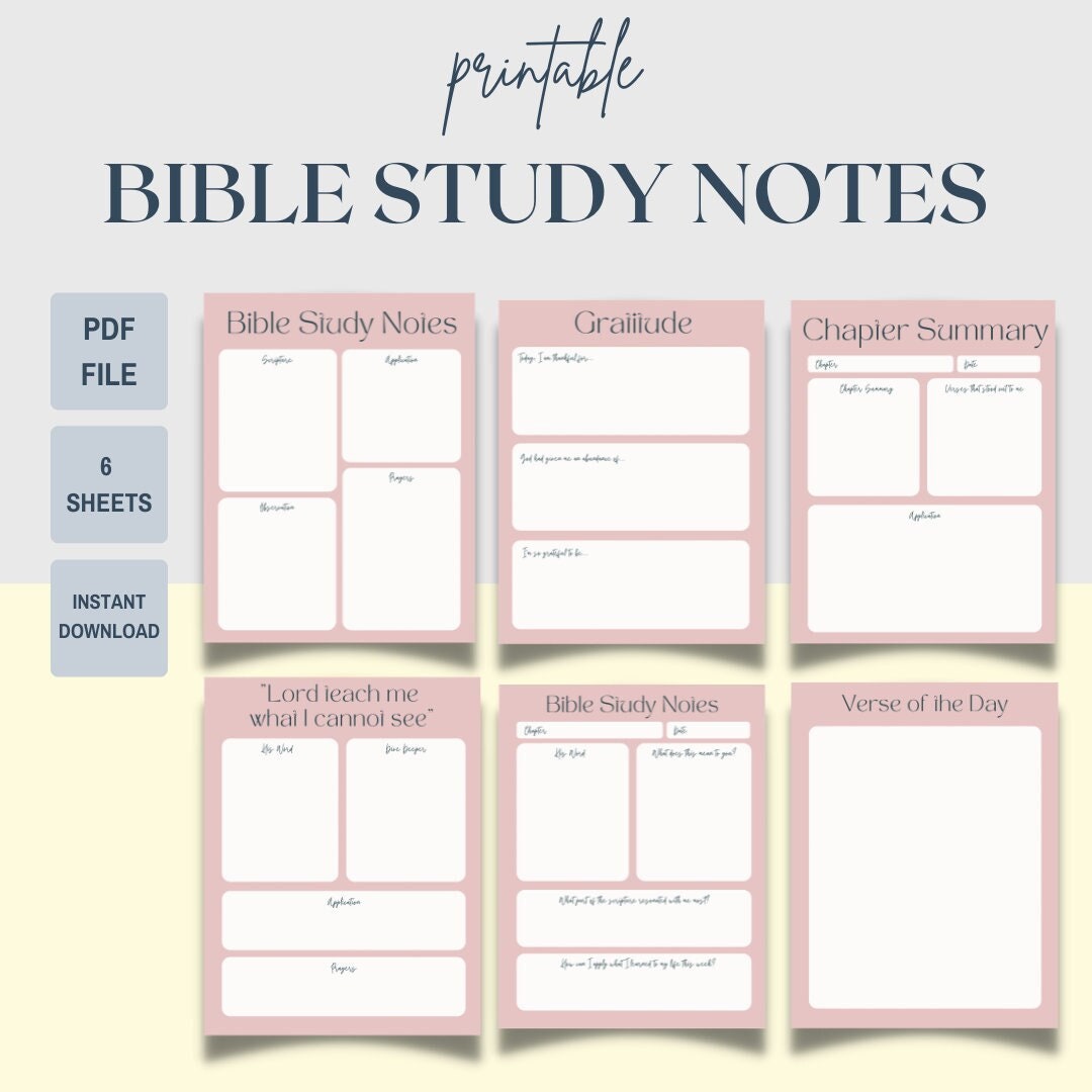 Printable Bible Study Notes Template Instant Download Bible Chapter Printable Bible Study Notes Template Instant Download Bible Chapter