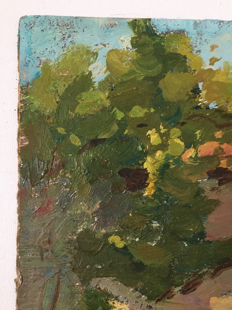 Vintage Original OIL Painting by Chebotaru N Authentic 1981 Rural genre art piece Country woman child artwork Wall decor Gift