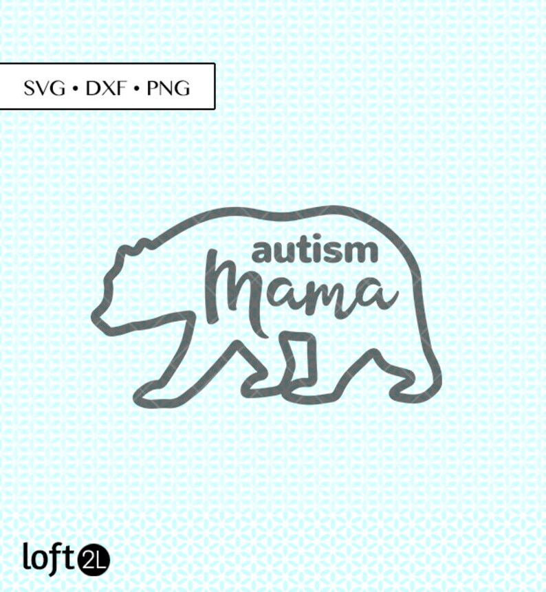 Download Autism Mama Bear Outline SVG DXF PNG autism mother bear ...