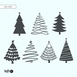 Christmas Trees Bundle SVG PNG, Christmas Trees SVG, Christmas Tree Cut Files, Hand drawn Christmas Trees Svg, Christmas Trees Graphics