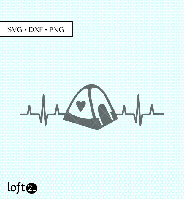 Camping Tent Heartbeat Svg Dxf Png Cut Files Camping Camp Etsy