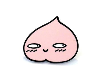 Pervy Peach Hard Enamel Pin, Kawaii Japanese Blush Fruit