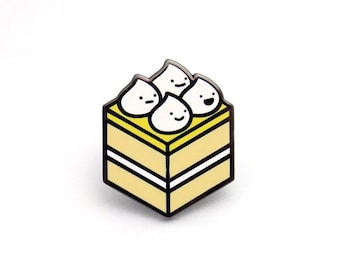 Lemon Meringue Cake Enamel Pin, Kawaii Dessert