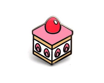 Strawberry Chiffon Cake Enamel Pin // happy cake day, dessert, kawaii, cute, chibi, pink, pastel, ichigo