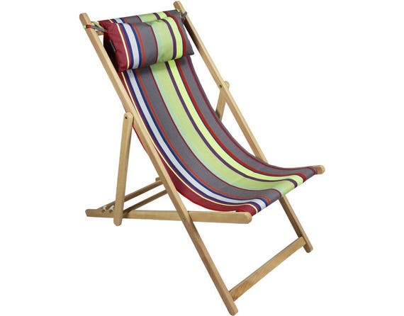 Sunbrella Wooden Striped French Deck Chair Etsy